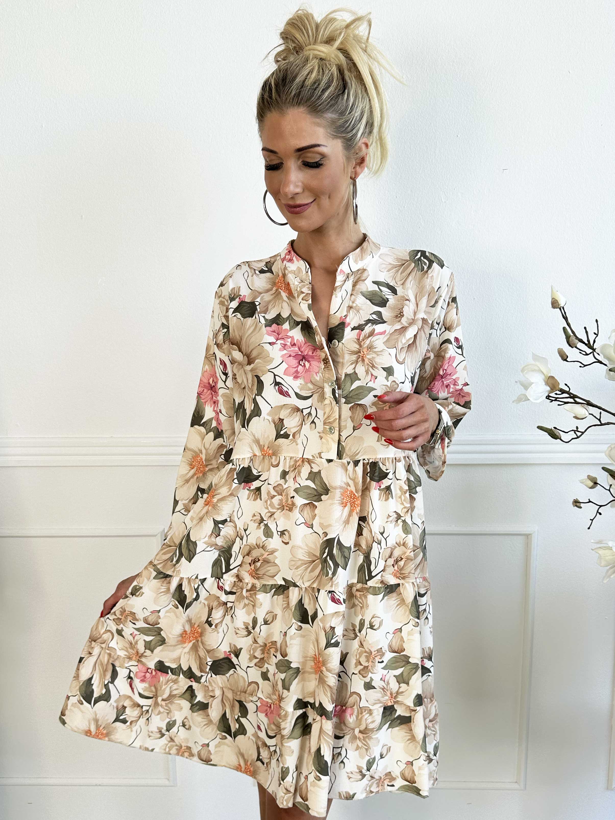 Flower Dress - Söt blommig klänning med lager-på-lager-look